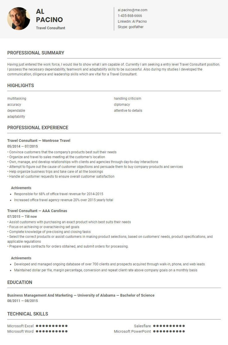 Sample Resume for A Travel Consultant Travel Consultant Resume Template/ Sample by Skillroads: Https …