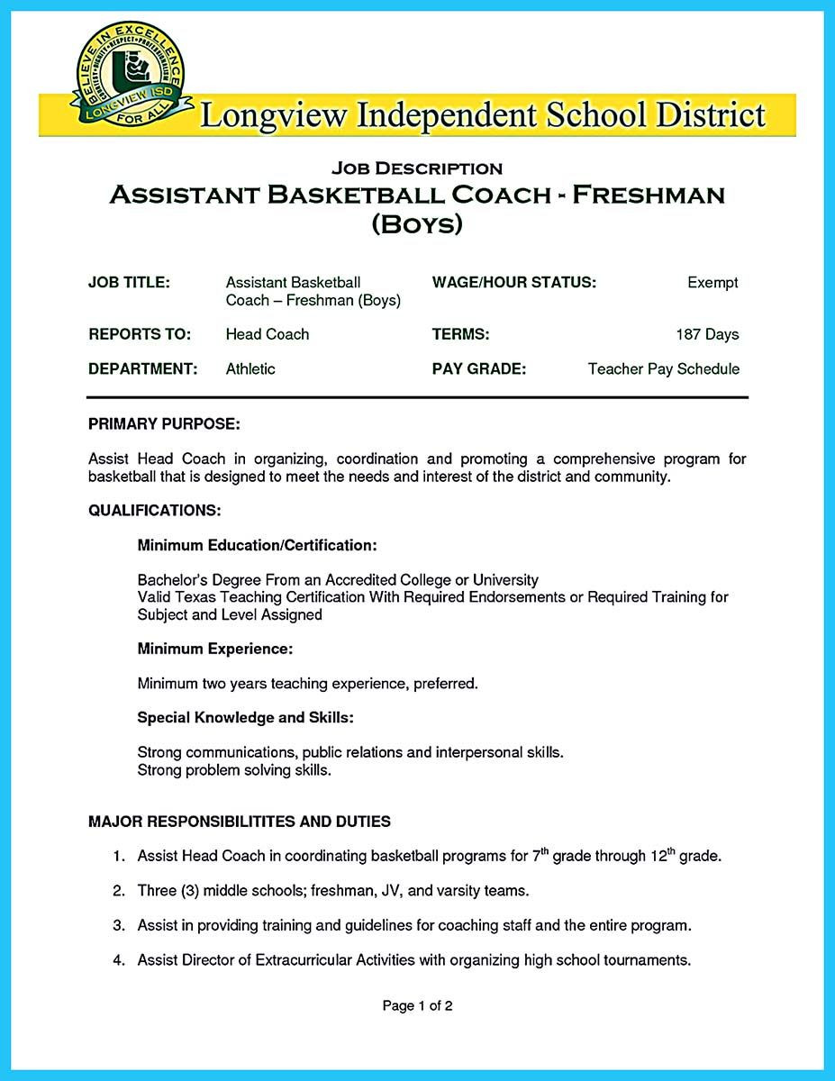 Sample Resume for Basketball Coaching Position Captivating Thing for Perfect and Acceptable Basketball Coach …
