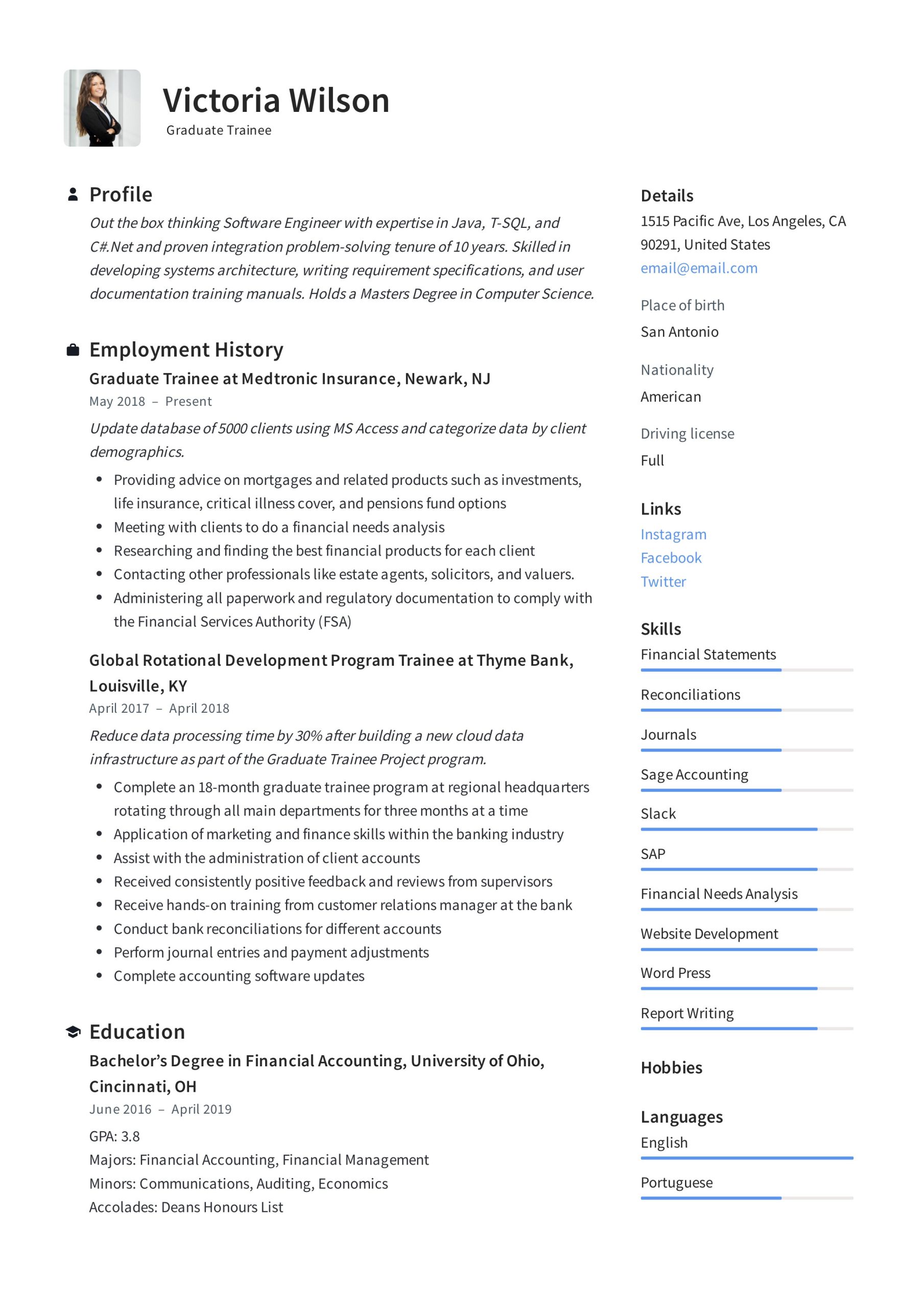 Sample Resume for Cs Management Trainee Graduate Trainee Resume & Writing Guide  12 Resume Examples Pdf