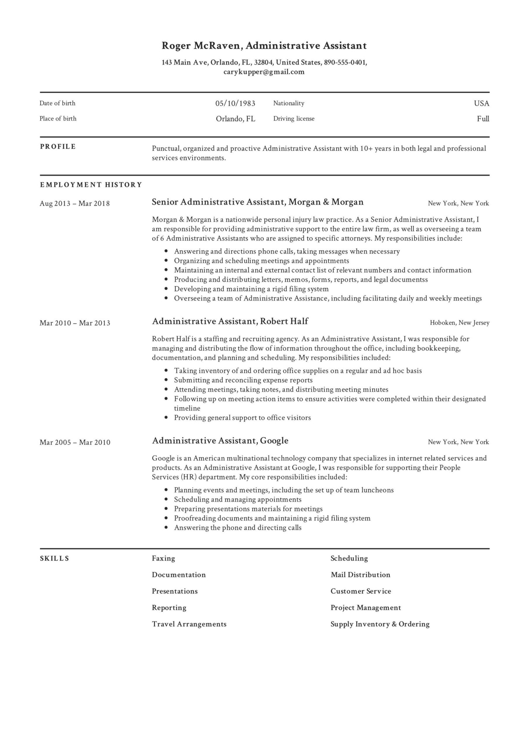 Sample Resume for Executive assistant In India 19 Administrative assistant Resumes & Guide Pdf 2022