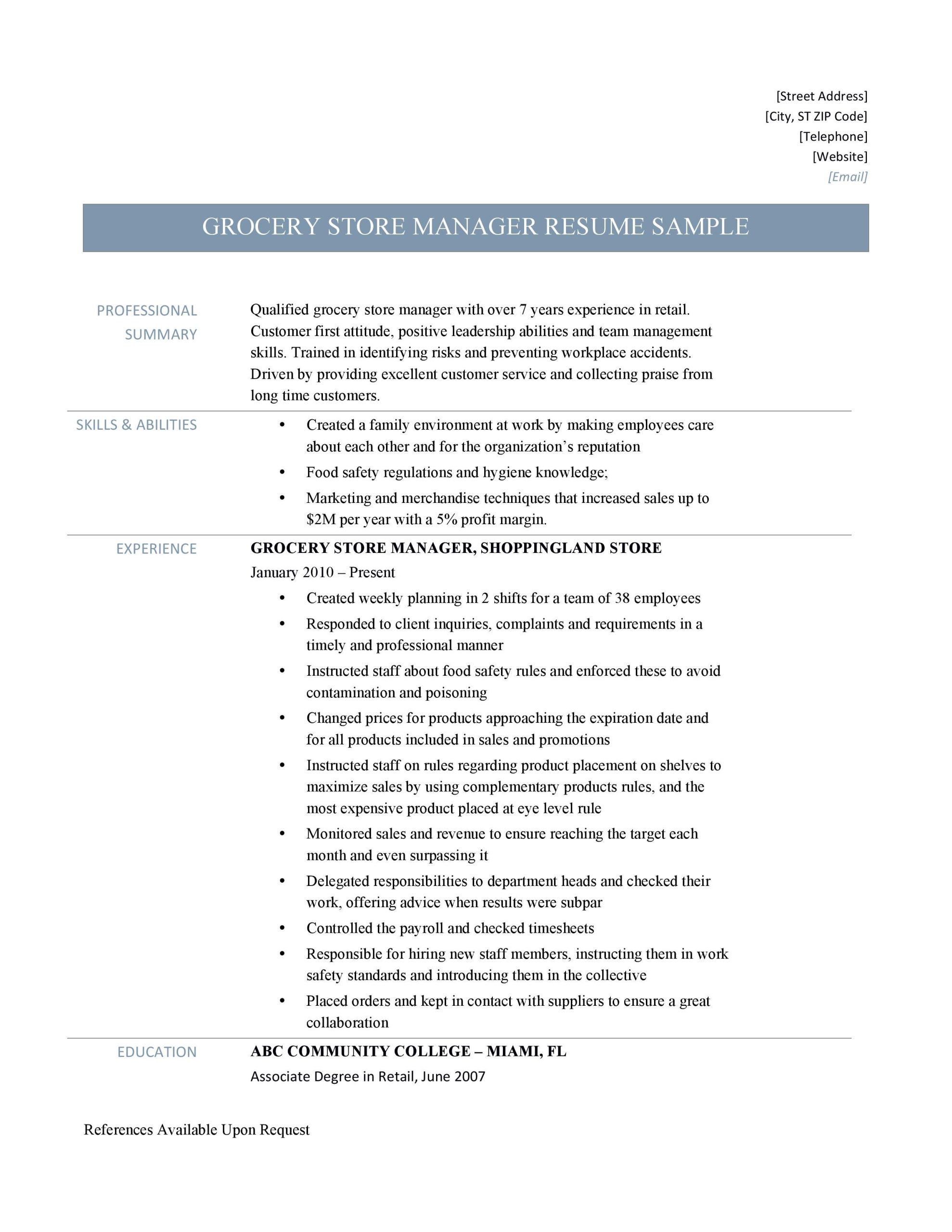 Sample Resume for Grocery Store Bagger Resume for Grocery Store – Cerel