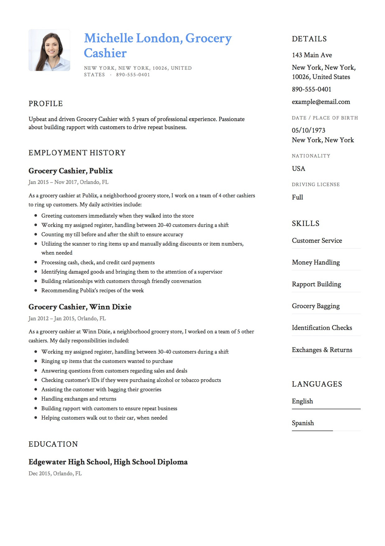 Sample Resume for Grocery Store Position Grocery Cashier Resume & Guide 14 Examples Pdf 2022