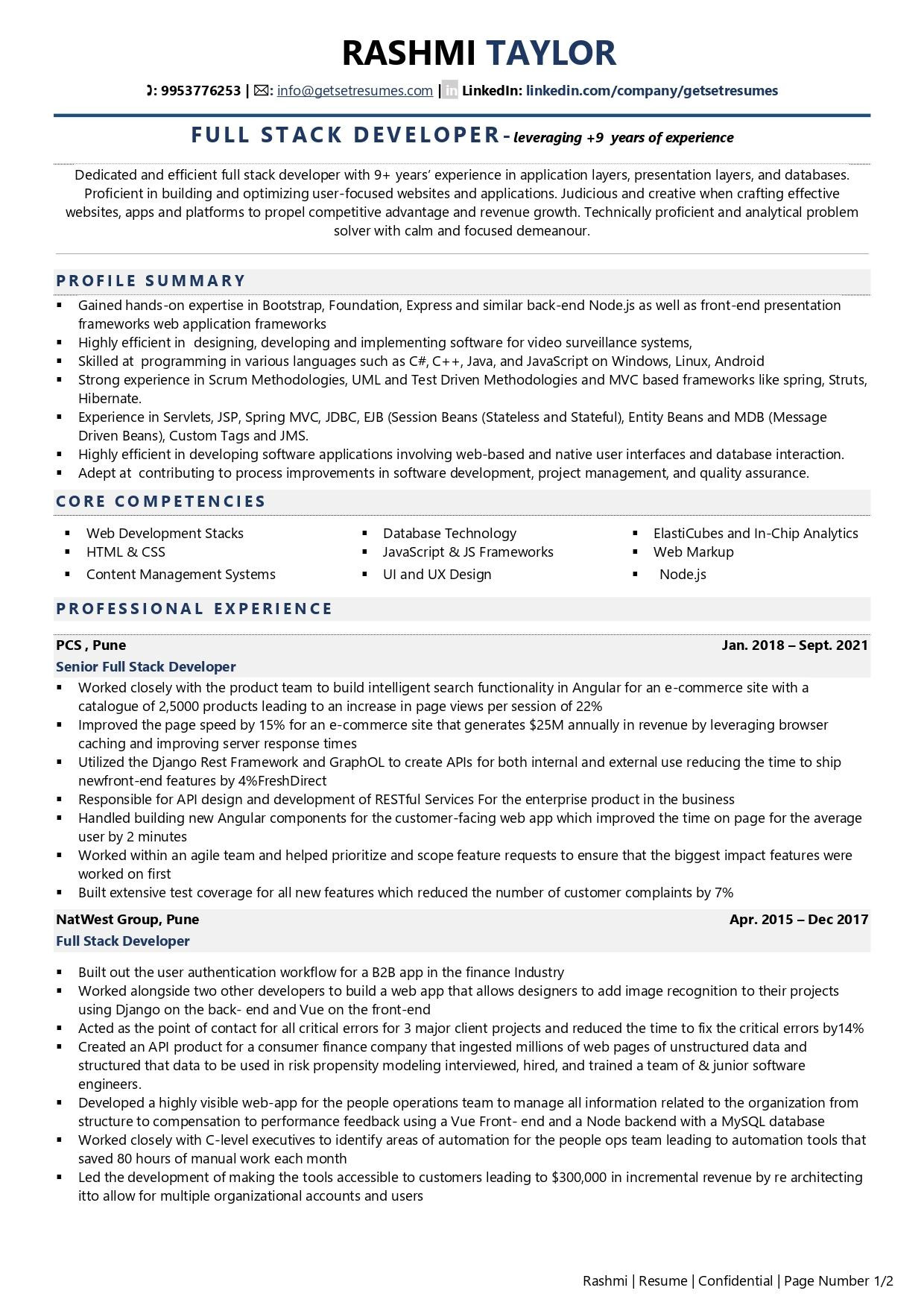 Sample Resume for Gui Automation In Python Full Stack Developer Resume Examples & Template (with Job Winning …