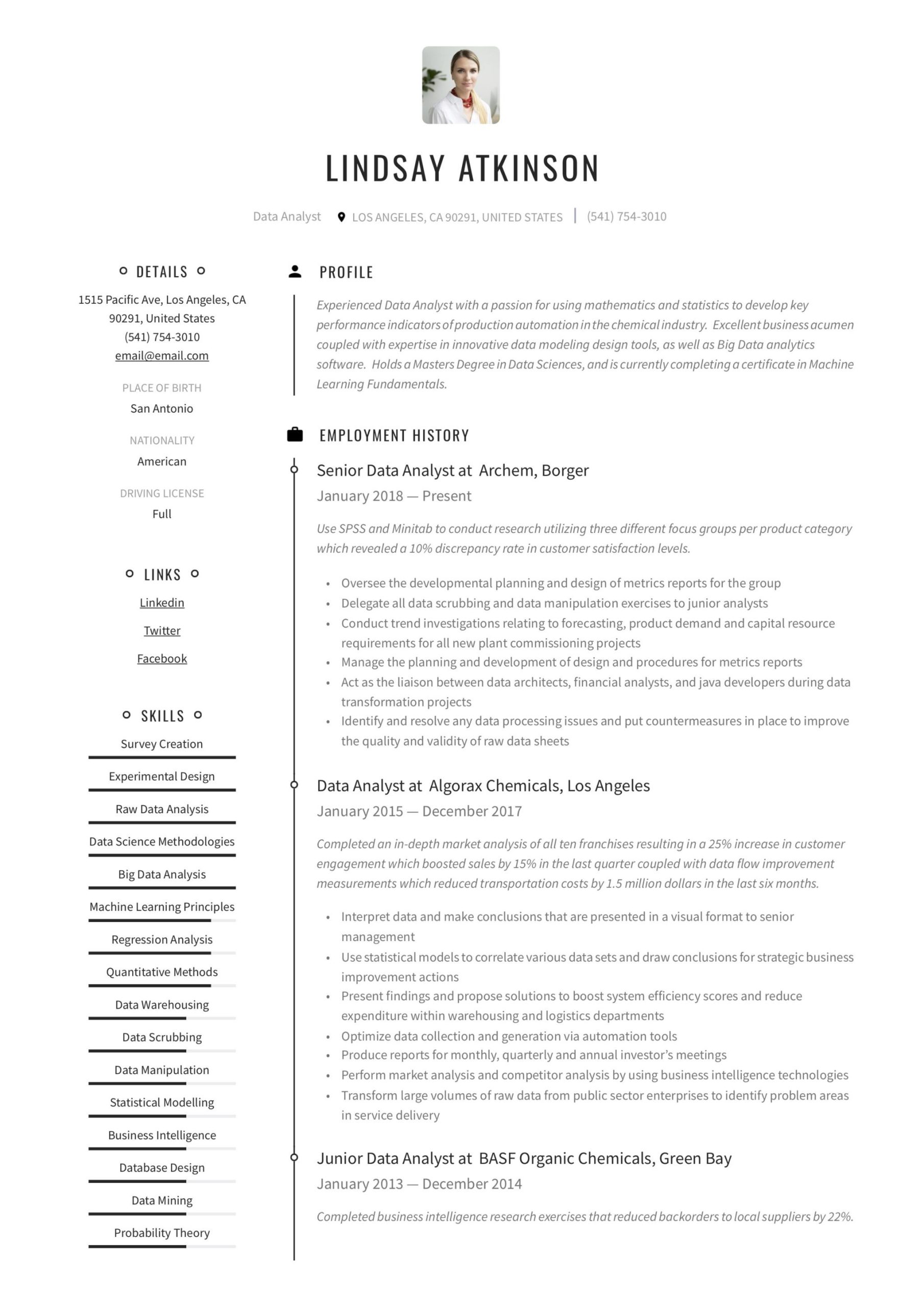 Sample Resume for Junior Data Analyst Data Analyst Resume & Writing Guide  19 Examples Word & Pdf