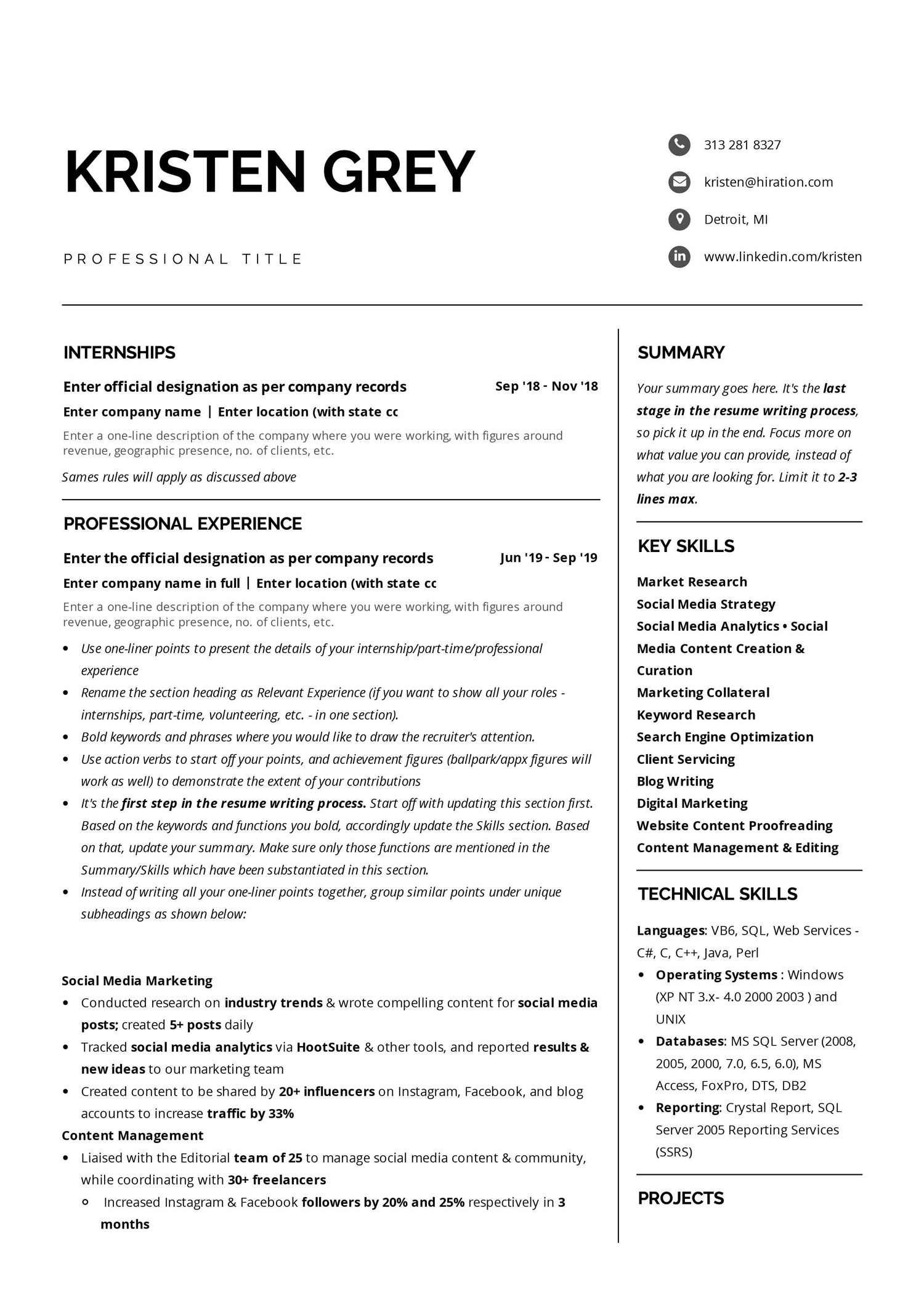 Sample Resume for Junior Level Developer On C C Best Free Resume Templates with Examples [2020]