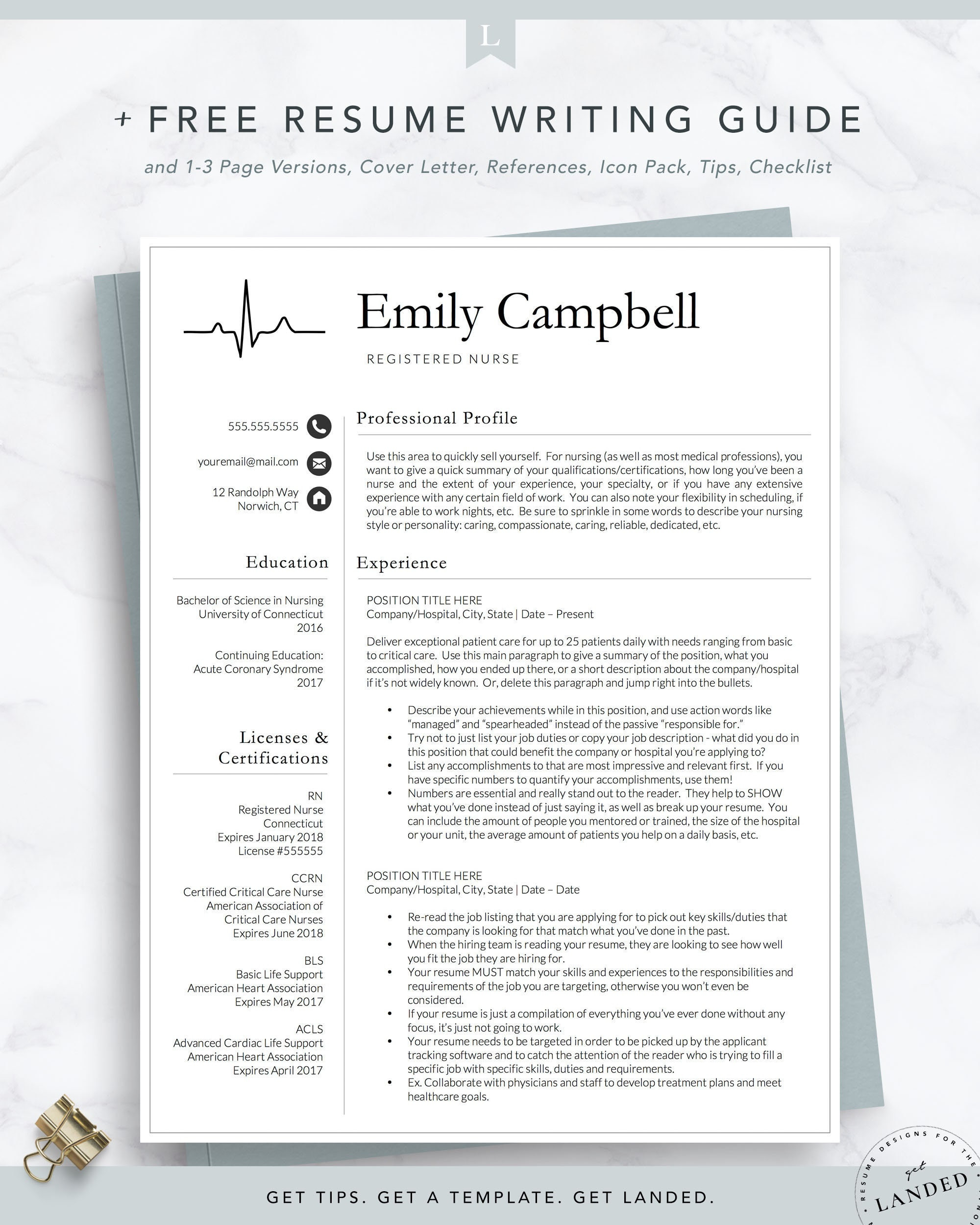 Sample Resume for New Grad Registered Nurse Nurse Practitioner Resume Template / Registered Nurse Resume – Etsy