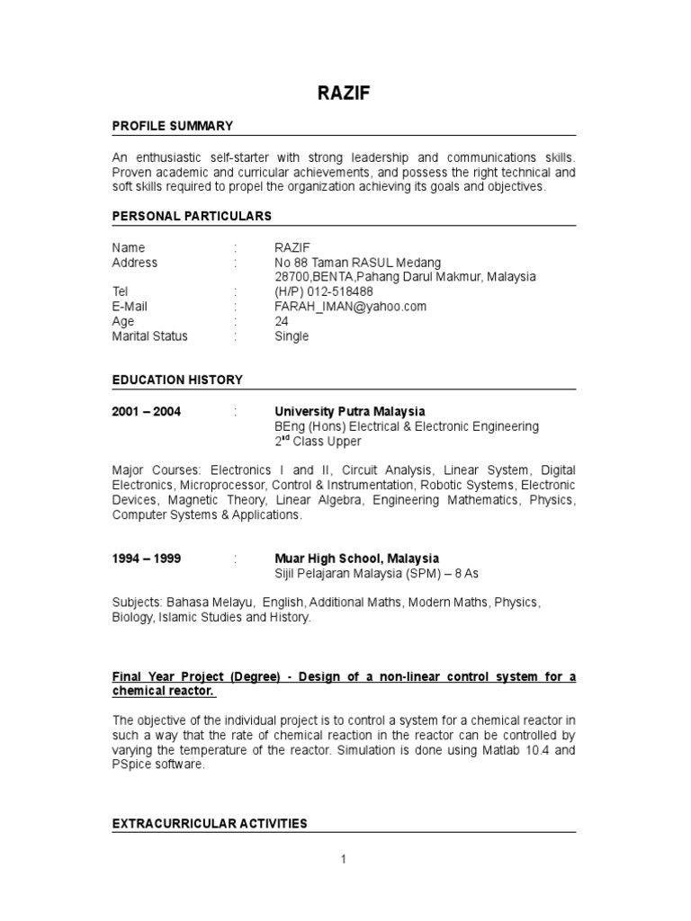 Sample Resume for New Graduate Electrical Engineer Fresh Graduate Resume Sample Pdf Electronics Electrical …