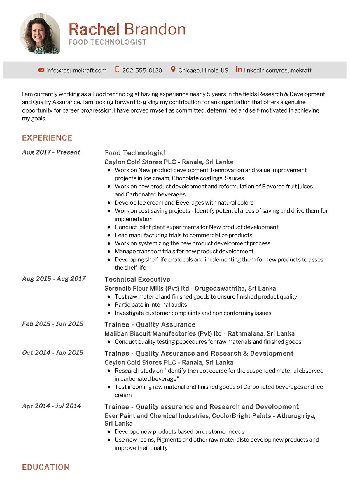 Sample Resume for New Product Development Food Technologist Cv Sample 2022 Writing Tips – Resumekraft Sample Resume for New Product Development Food Technologist Cv Sample 2022 Writing Tips – Resumekraft