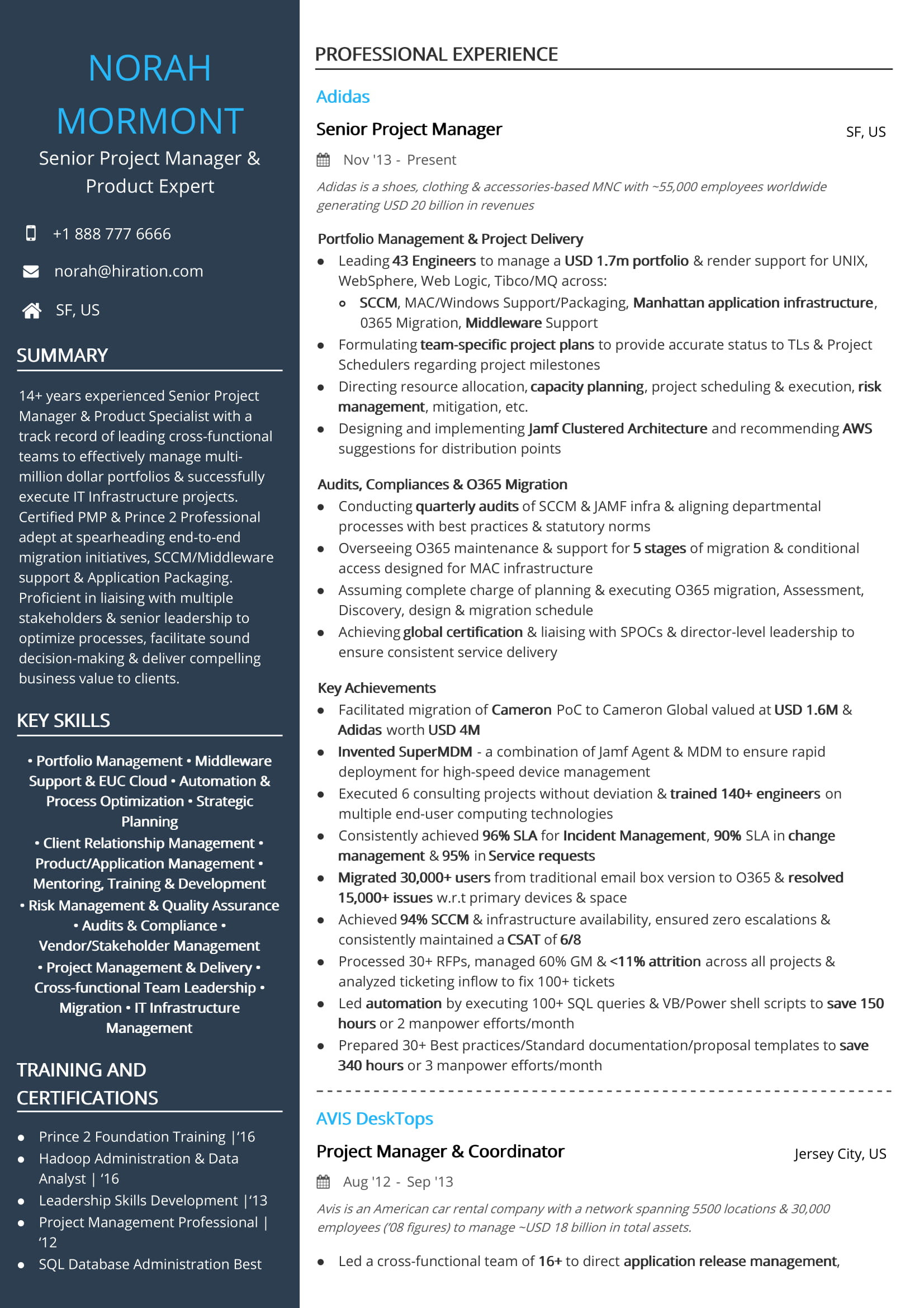 Sample Resume for Project Management Consultant Free Senior Project Manager & Product Expert Resume Sample 2020 by …