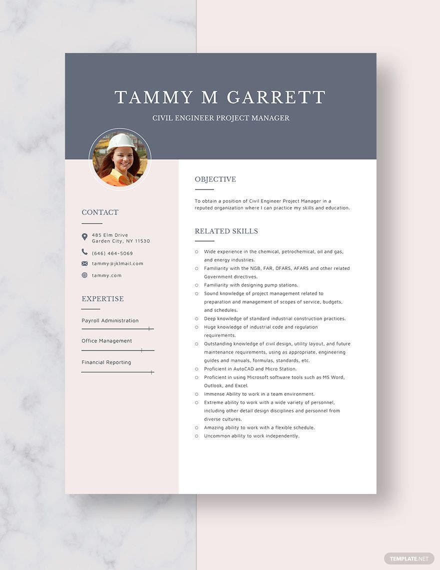 Sample Resume for Project Manager Civil Civil Engineer Project Manager Resume Template – Word, Apple Pages …