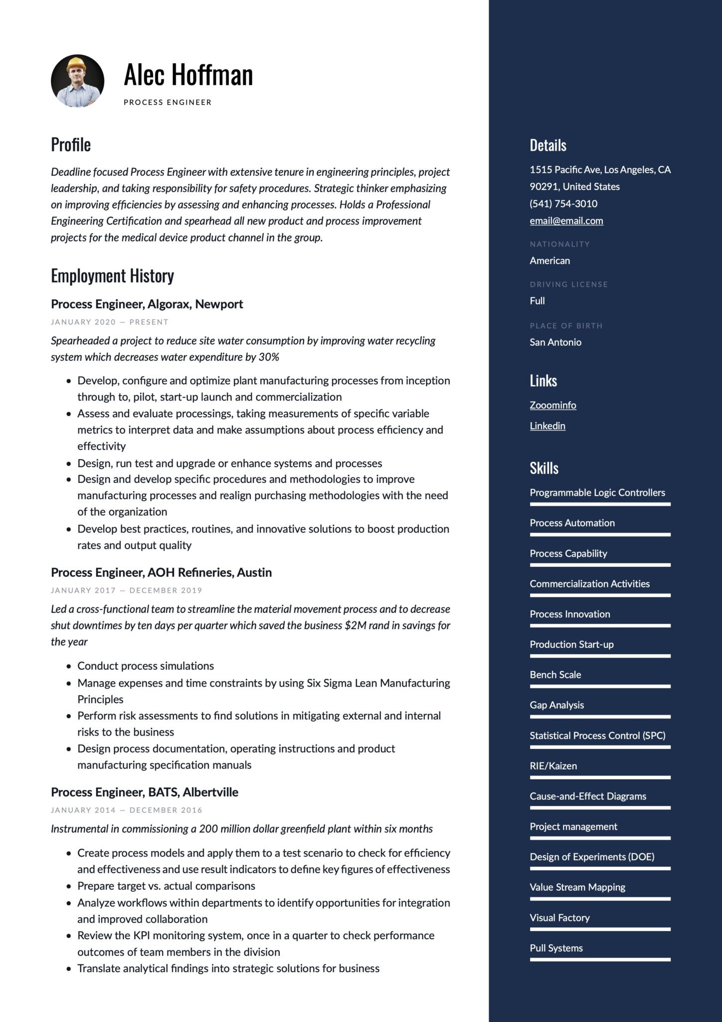 Sample Resume for Semiconductor Field Engineer 17 Process Engineer Resume Examples & Guide 2022