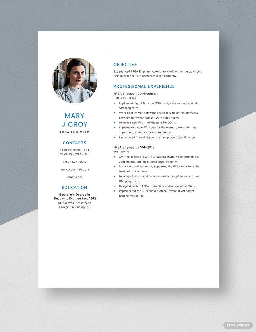 Sample Resume for Semiconductor Field Engineer Free Free Fpga Engineer Resume Template – Word, Apple Pages …