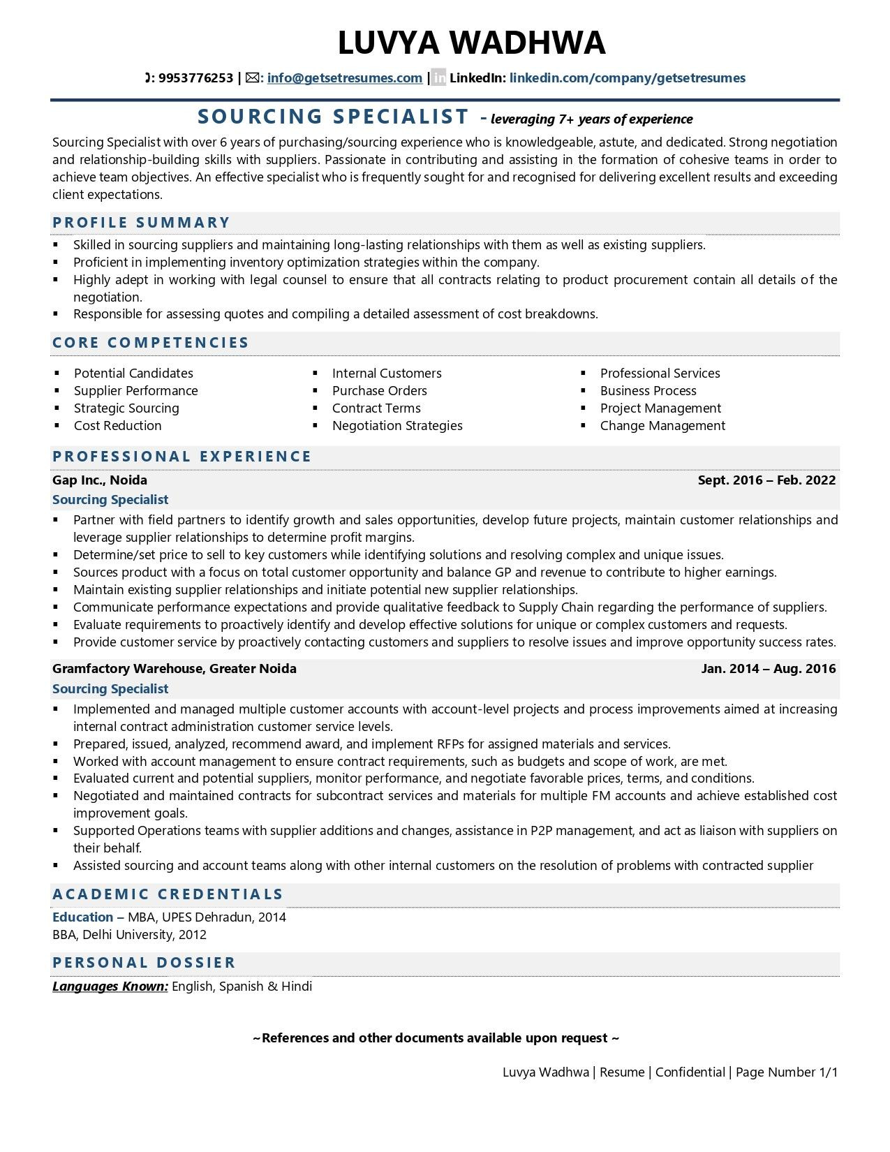 Sample Resume for Senior Contract Specialist sourcing Specialist Resume Examples & Template (with Job Winning Tips)