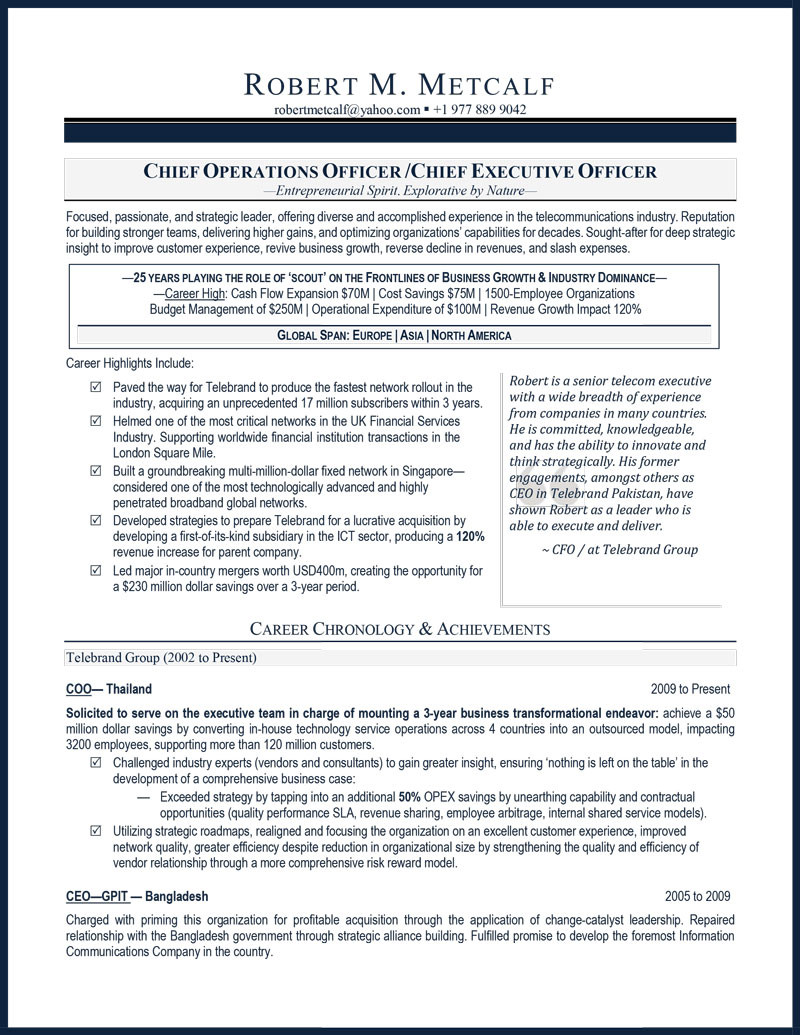 Sample Resume for Senior Executive Ceo C-suite & Senior Executive Resume Samples & Writing: Ceo, Coo, Cfo