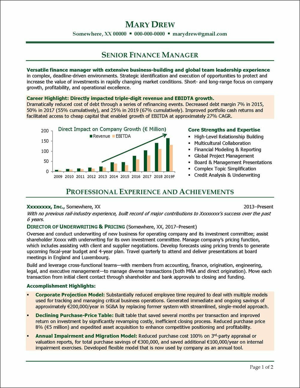 Sample Resume for Senior Finance Executive Finance Manager Resume Example Distinctive Career Services …