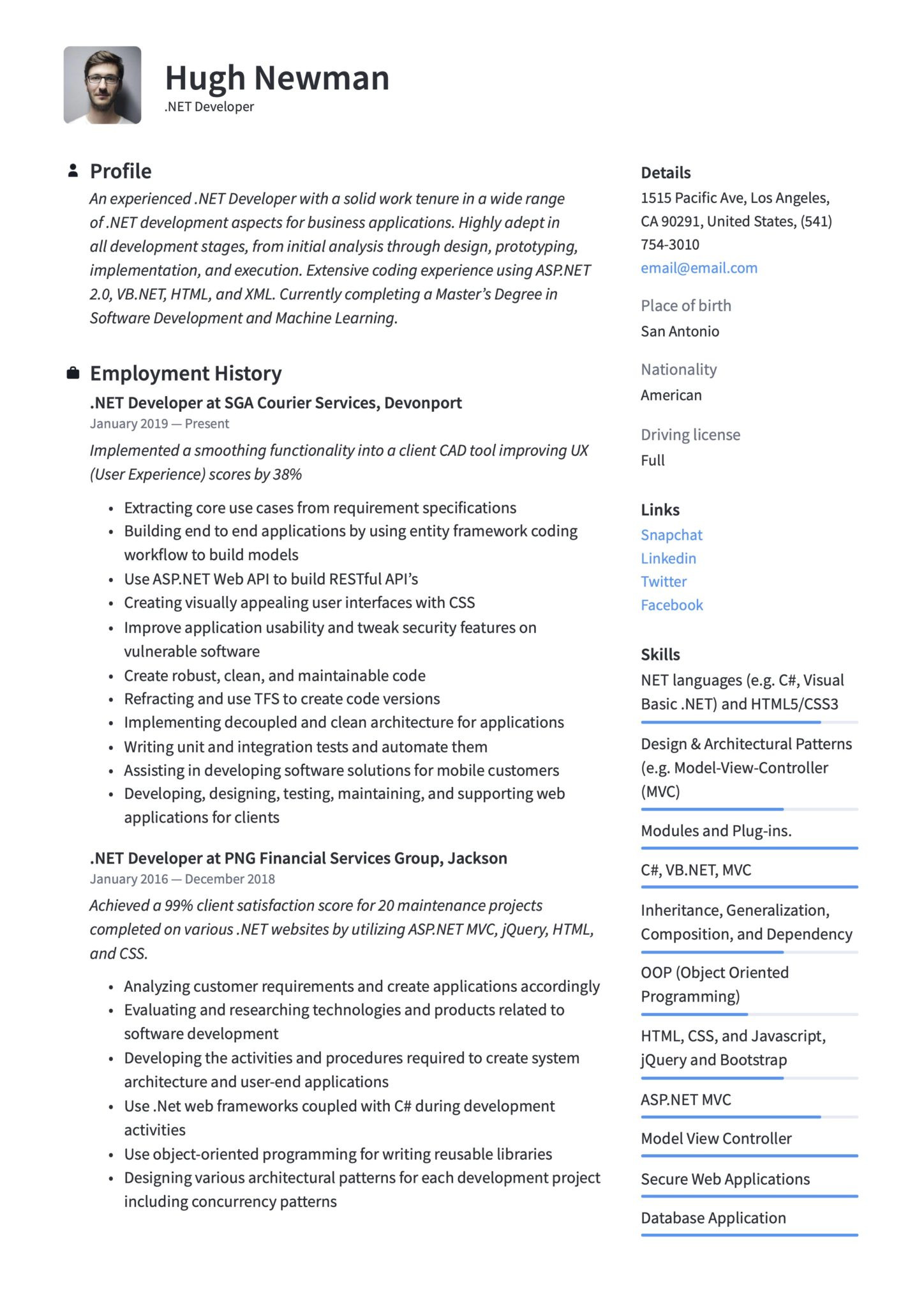 Sample Resume for Vb.net Developer Net Developer Resume & Writing Guide  17 Templates 2022