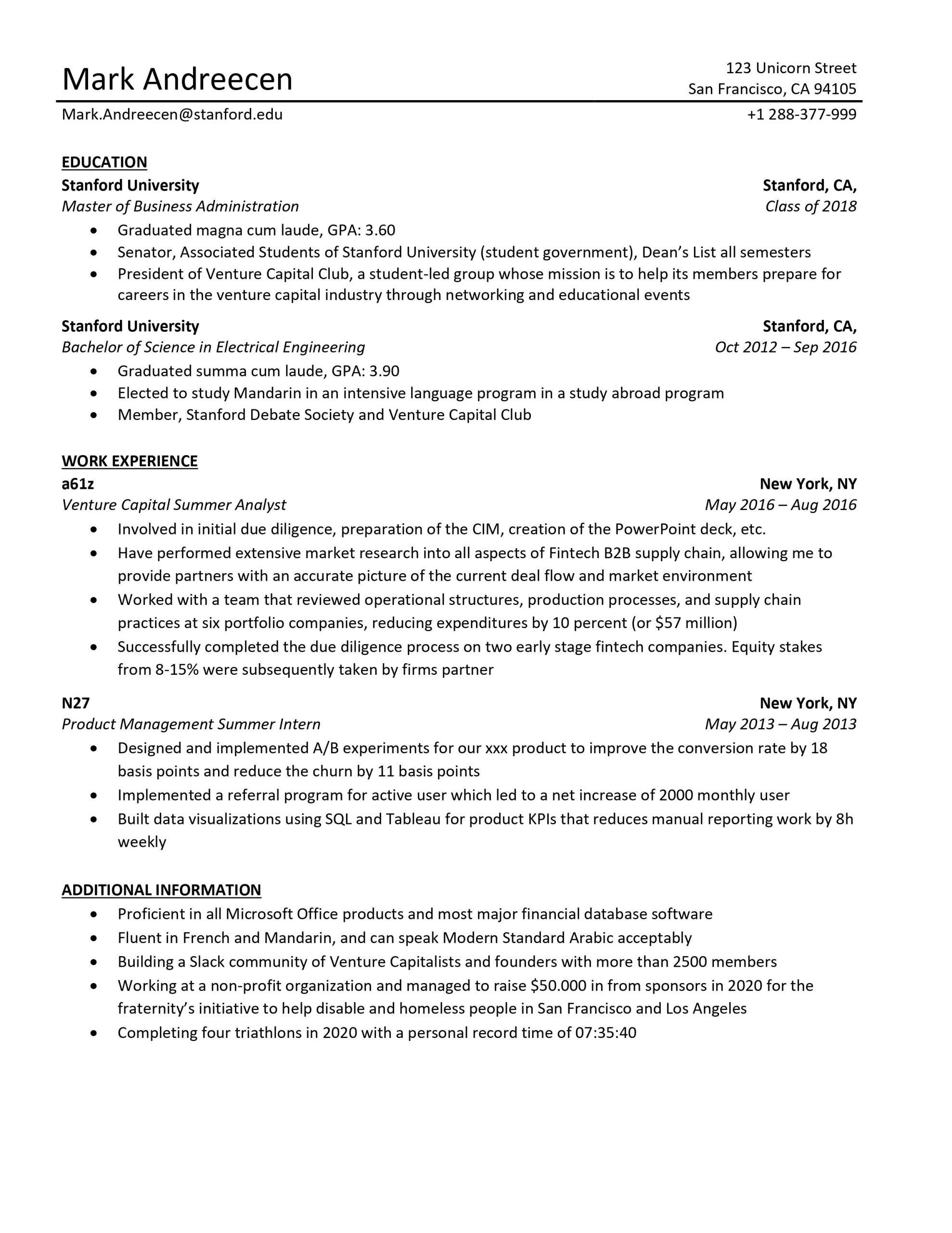 Sample Resume for Venture Capital Analyst Venture Capital Cv Template [free]