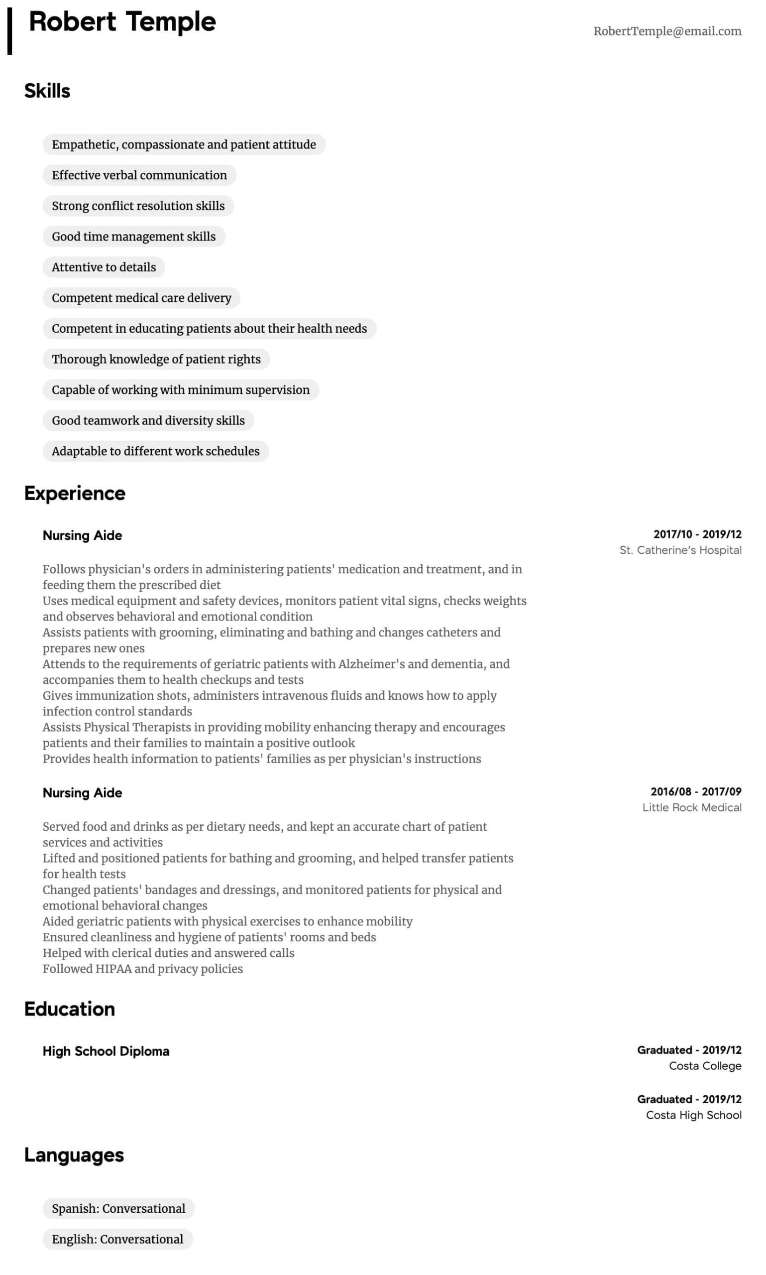 Sample Resume Objectives for Nursing Aide Nursing Aide Resume Samples All Experience Levels Resume.com …