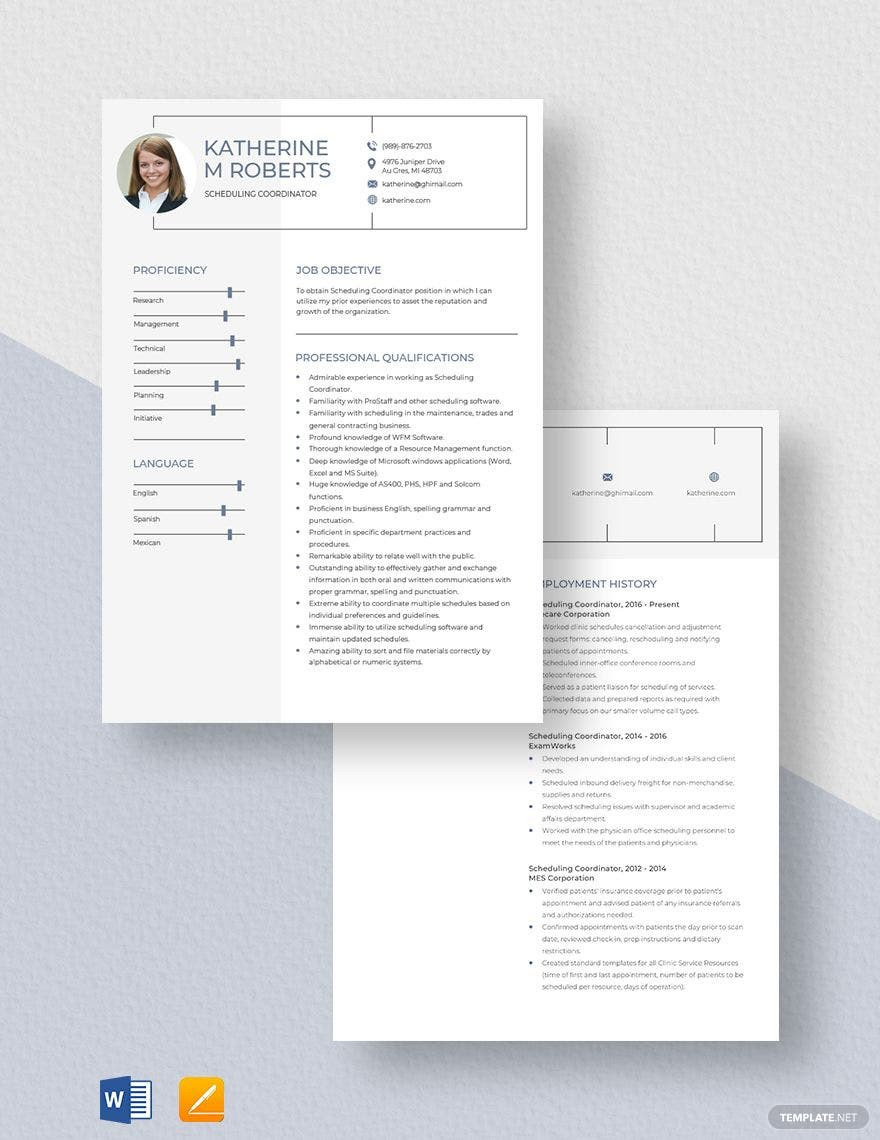 Sample Resume Scheduler for Operating Room Free Free Scheduling Coordinator Resume Template – Word, Apple …