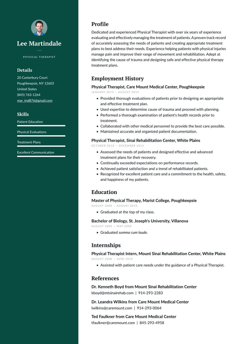 Sample Resume School Based Physical therapist assistant Physical therapist Resume Examples & Writing Tips 2022 (free Guide)