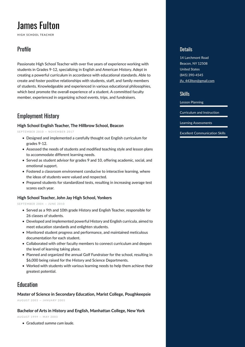 Sample Resume Science Standards Ad Instruction Seaman Resume Example & Writing Guide Â· Resume.io
