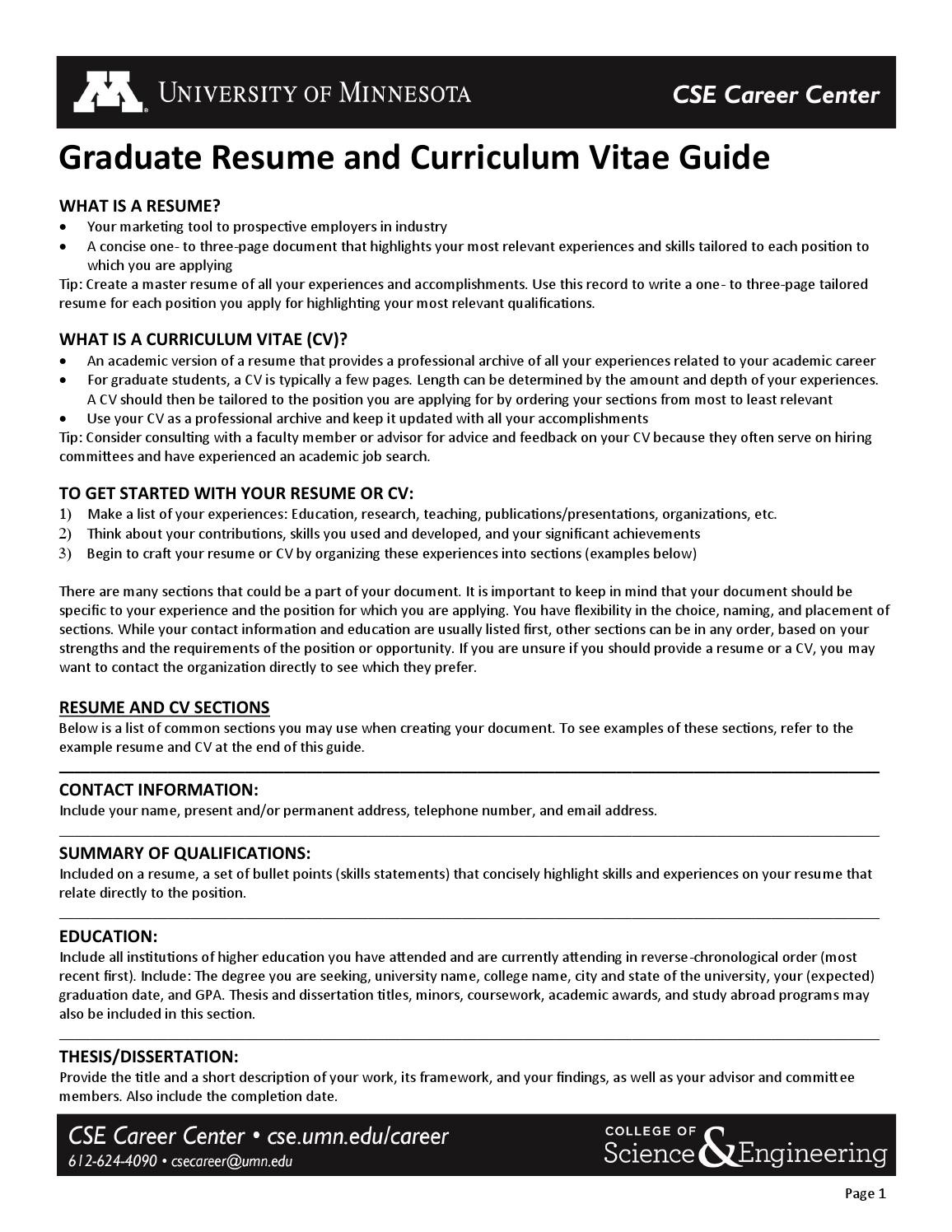 Sample Resume with Expected Graduation Date Graduate Resume and Curriculum Vitae Guide by Armenatzoglou Maria …