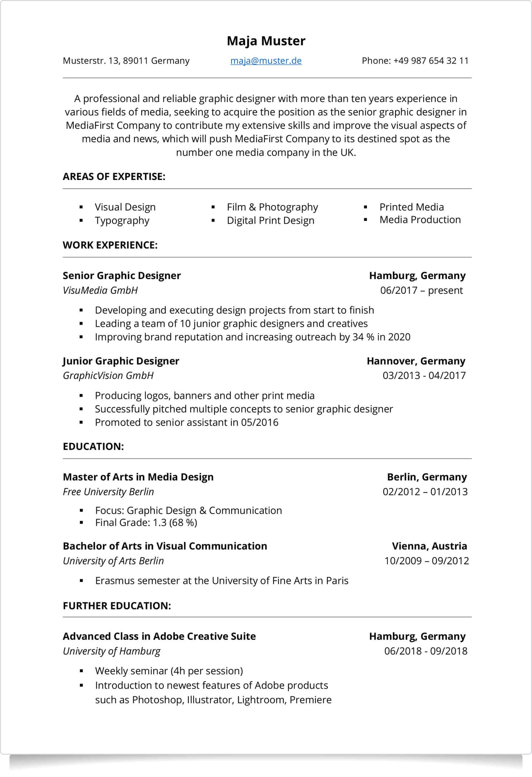Sample Resume with foreign Language Skills Englischer Lebenslauf: Aufbau, Tipps, Muster & Vorlagen 2022