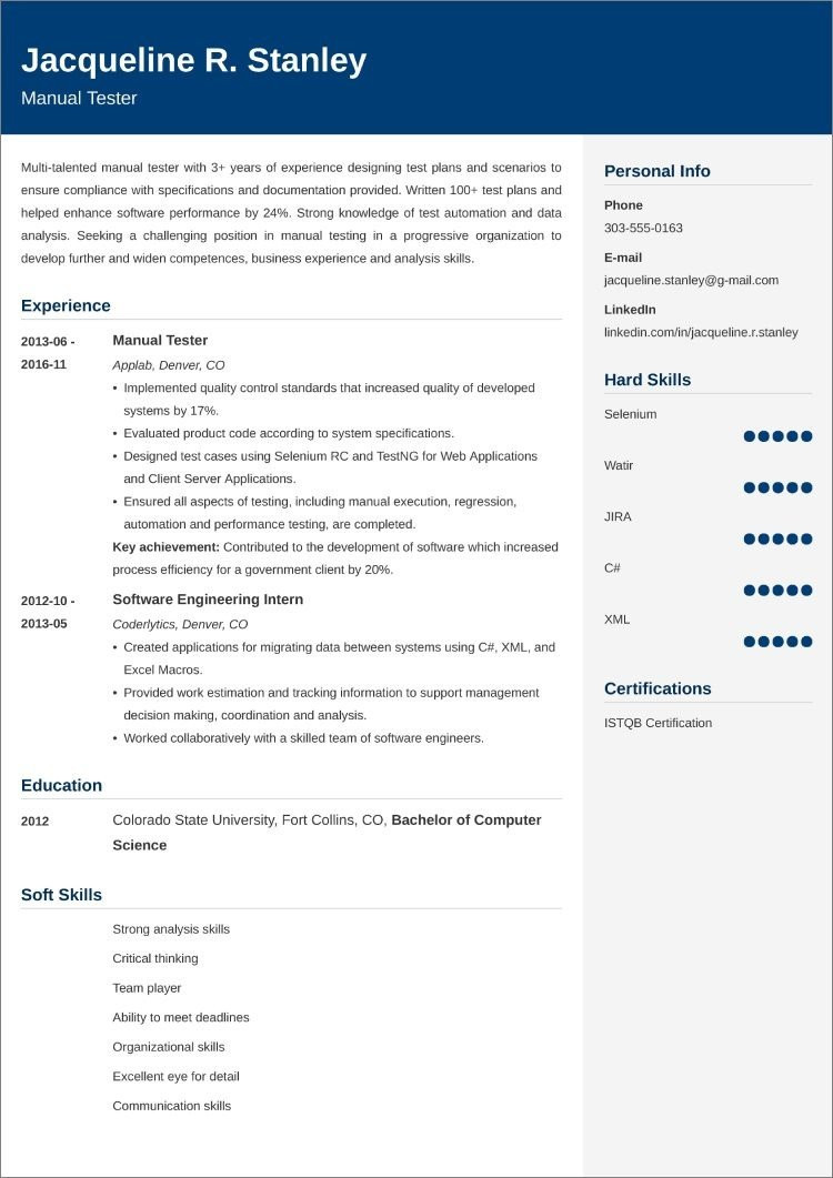 Sample softwre Testing Resume for 4 Experienced Manual Tester Resumeâsample & 25lancarrezekiq Writing Tips