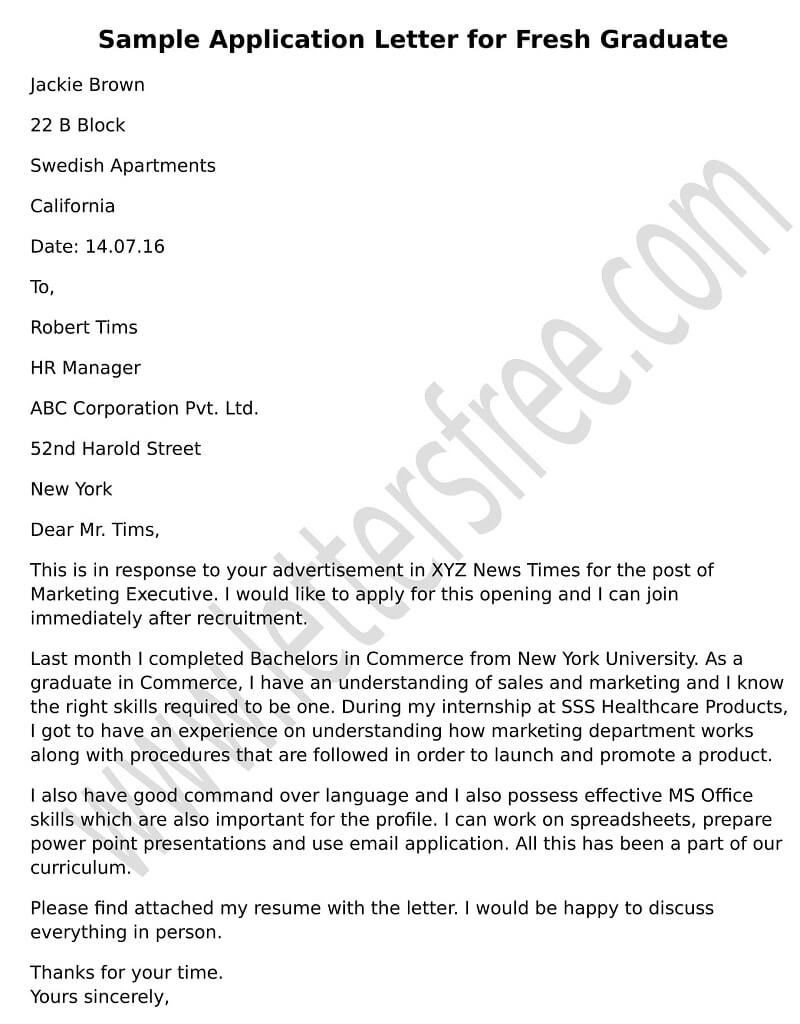 Sample solicited Cover Letter for Resume Sample Application Letter for Fresh Graduate Free Letters … Sample solicited Cover Letter for Resume Sample Application Letter for Fresh Graduate Free Letters …