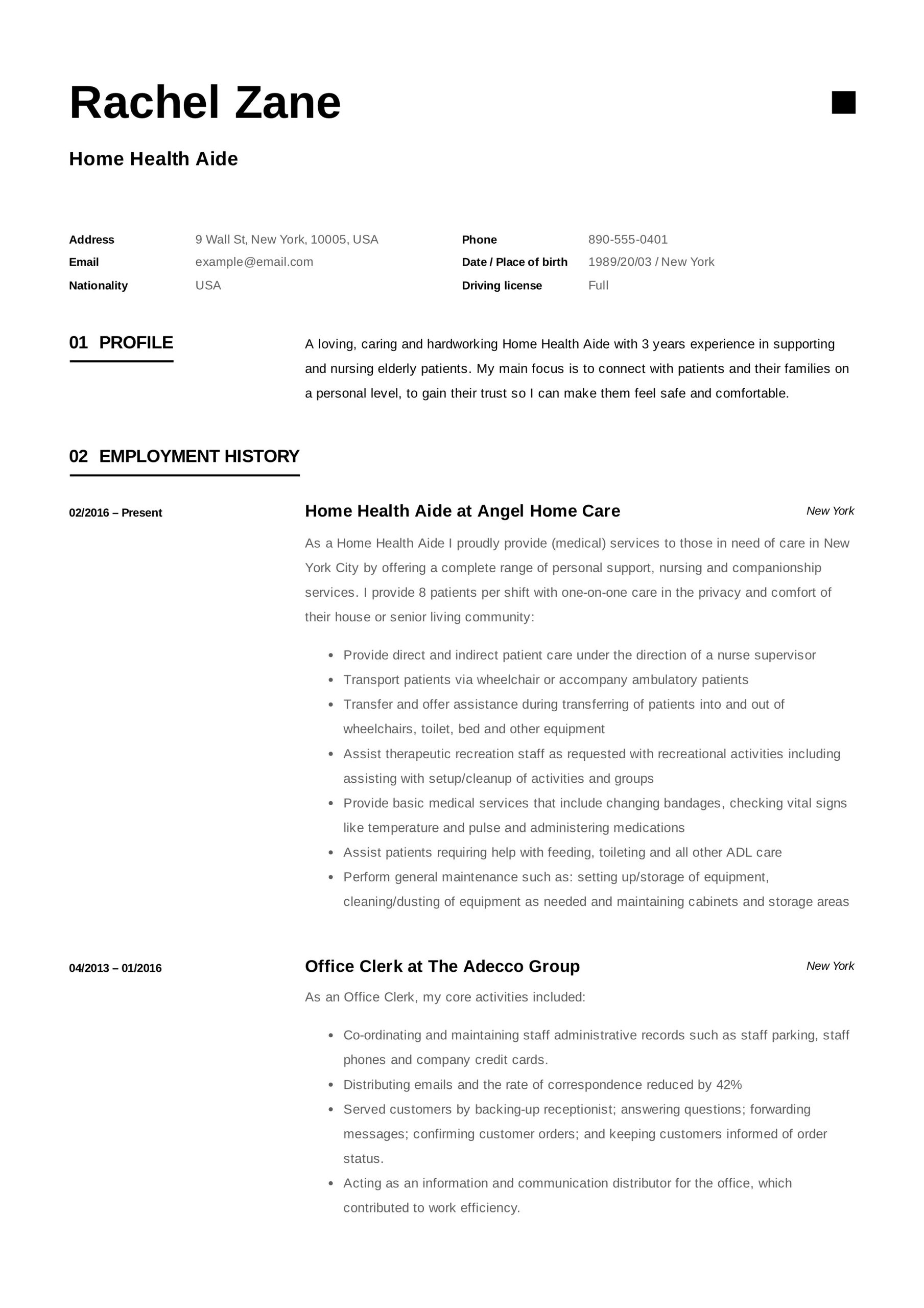 Samples Of Home Health Aide Resumes Home Health Aide Resume Guide 12 Examples Pdf