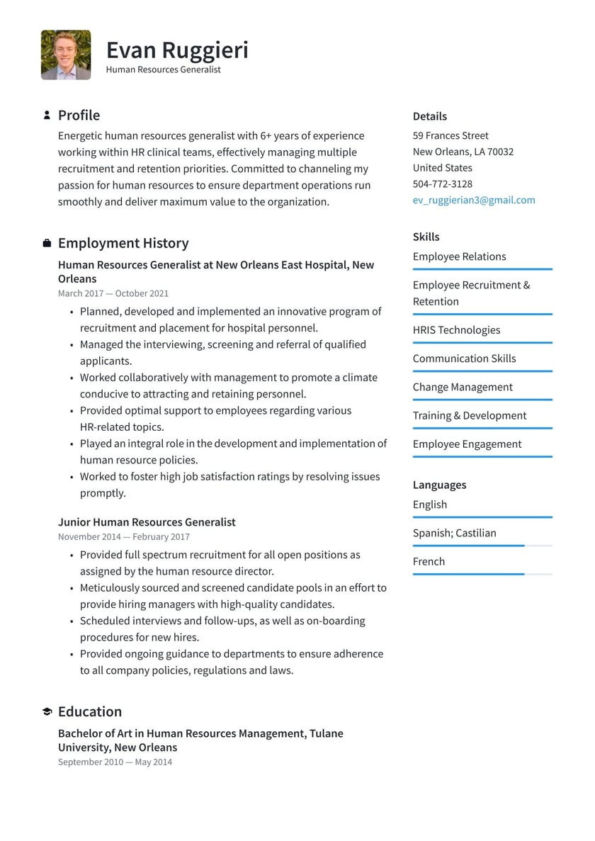 Samples Of Hr Internship Resume In India Human Resources Resume Examples & Writing Tips 2022 (free Guide)