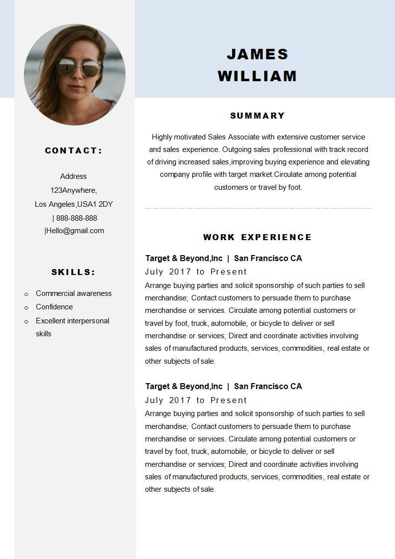 Select A Vision Glasses Merchandiser Resume Samples Free Download Resume Templates In Wps Office Wps Office Academy