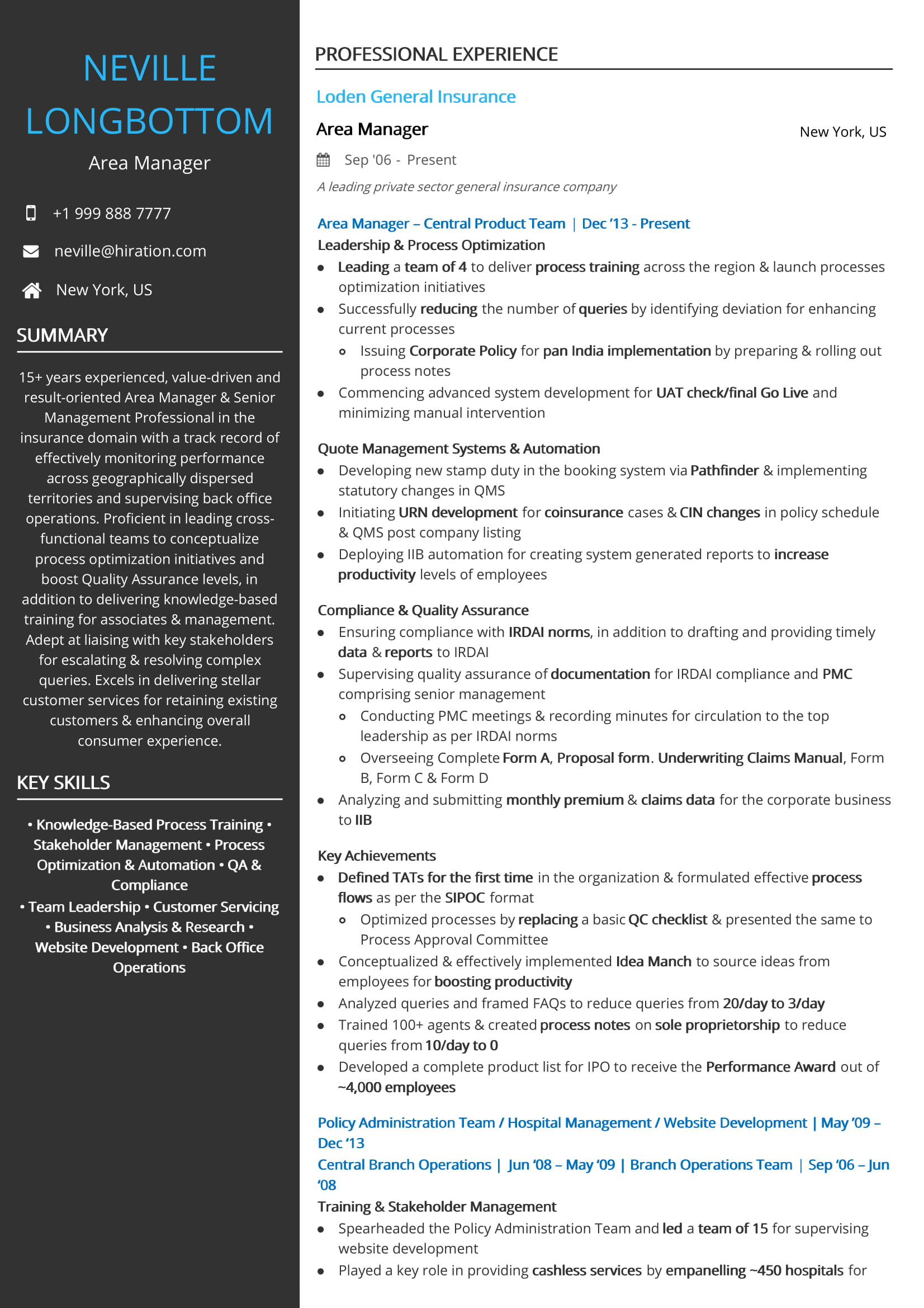 Selenium Tester Resume Sample for Insurance Company Free area Manager – Insurance Resume Sample 2020 by Hiration