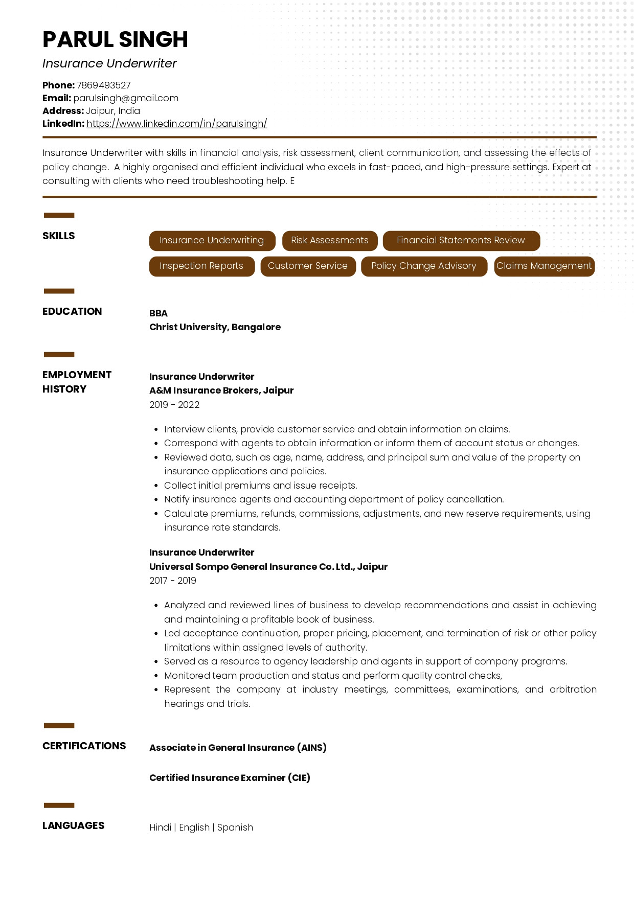 Selenium Tester Resume Sample for Insurance Company Sample Resume Of Insurance Underwriter with Template & Writing …