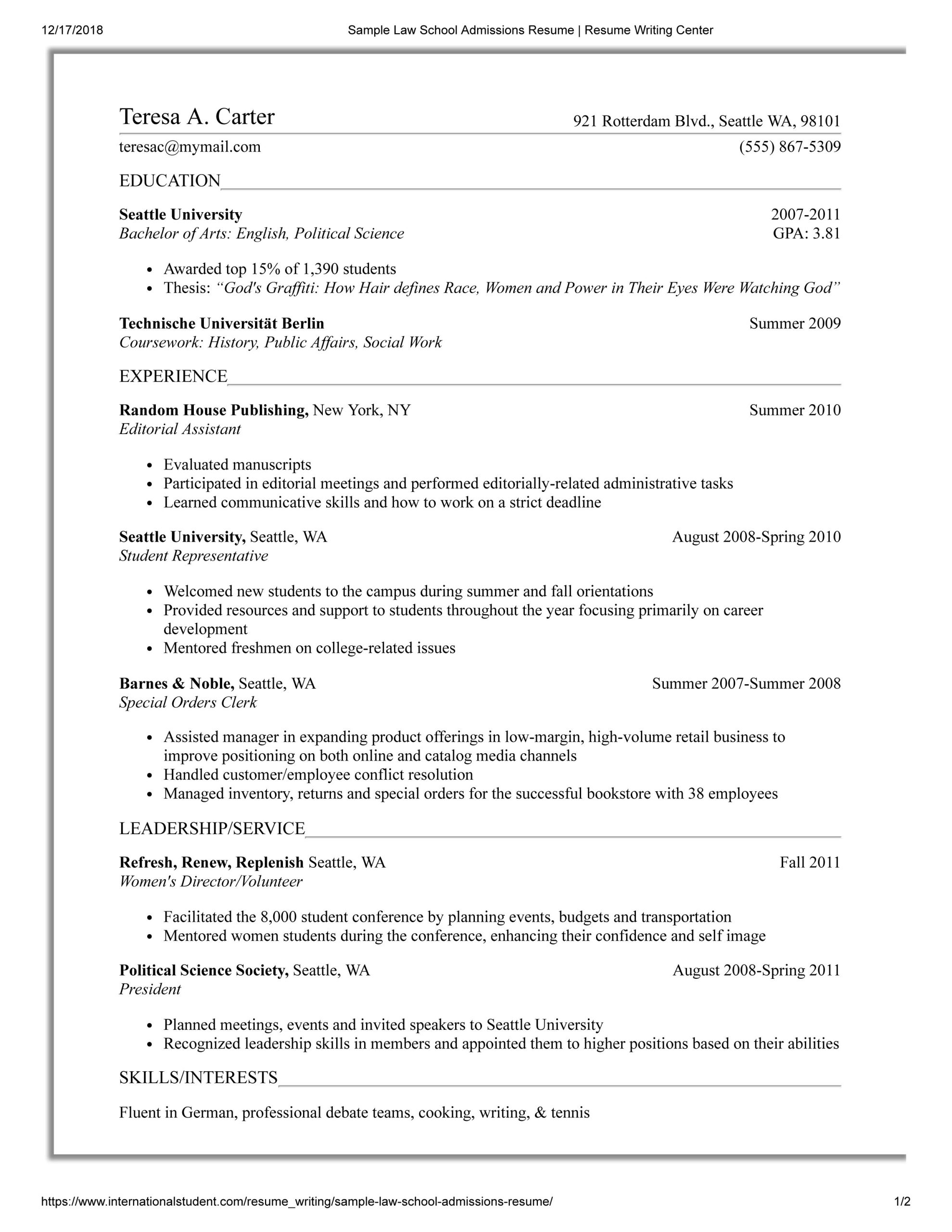 Third Year Law Student Resume Sample 5 Law School Resume Templates: Prepping Your Resume for Law School …
