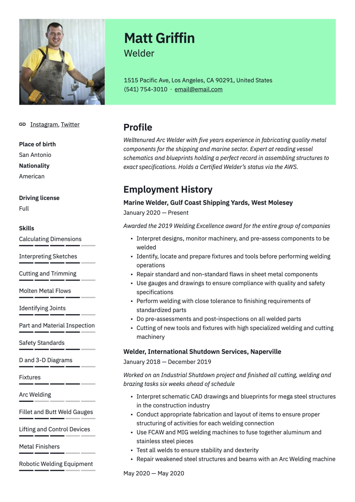 Tig and Arc Welder Resume Sample 18 Free Welder Resume Examples & Guide Pdf 2020