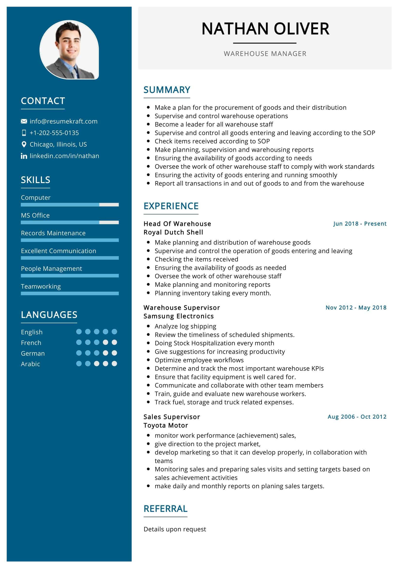 Warehouse Manager Job Description Resume Sample Warehouse Manager Resume Sample 2022 Writing Tips – Resumekraft