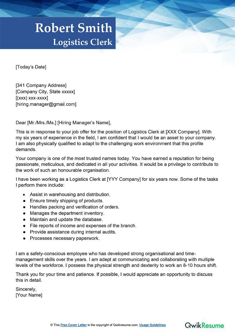 Warehouse Manager Resume Cover Letter Samples assistant Warehouse Manager Cover Letter Examples – Qwikresume