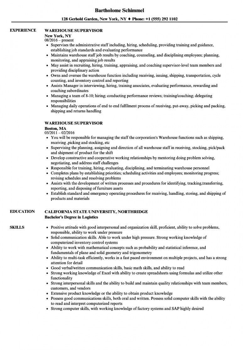 Warehouse Supervisor Job Description Sample Resume Explore Our Sample Of Warehouse Manager Job Description Template …