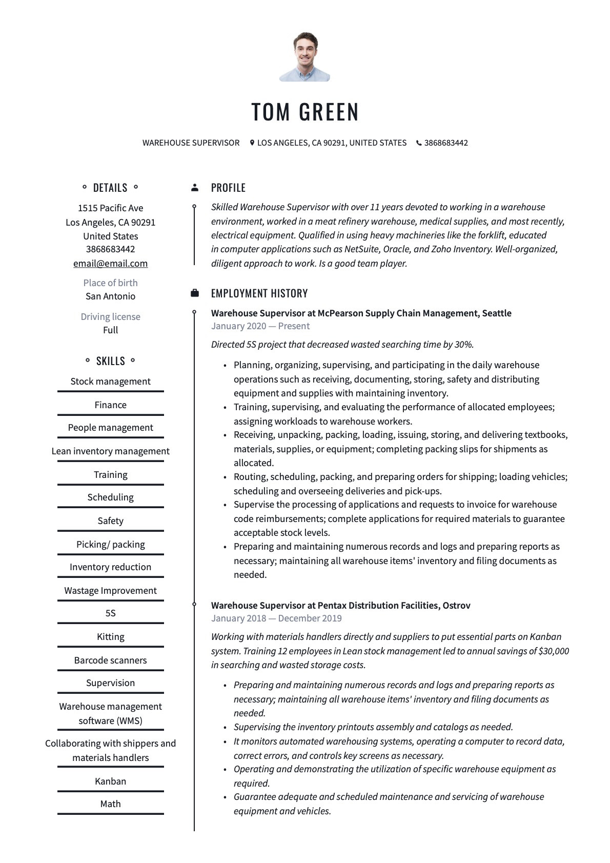 Warehouse Supervisor Resume Sample Cover Letter Warehouse Supervisor Resume & Writing Guide  20 Templates