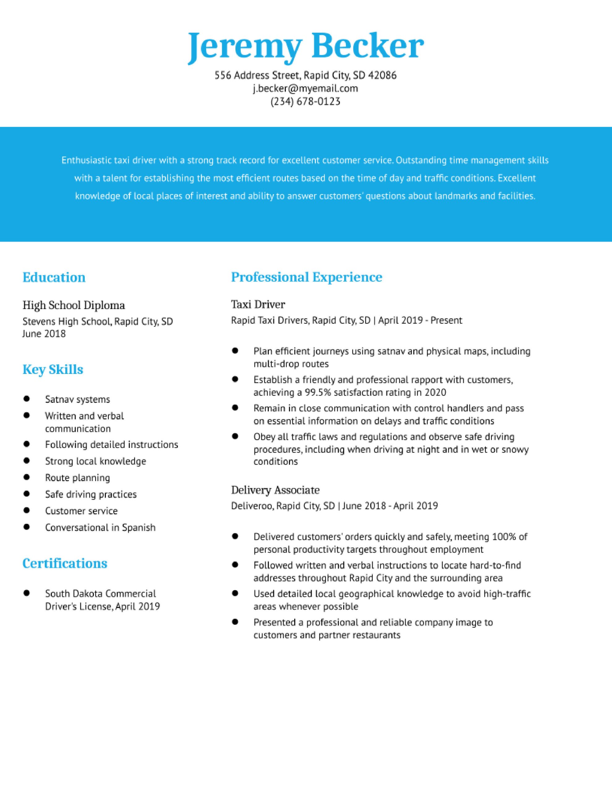 4 Star Rating Uber Driver Resume Sample Uber Driver Resume Examples In 2022 – Resumebuilder.com