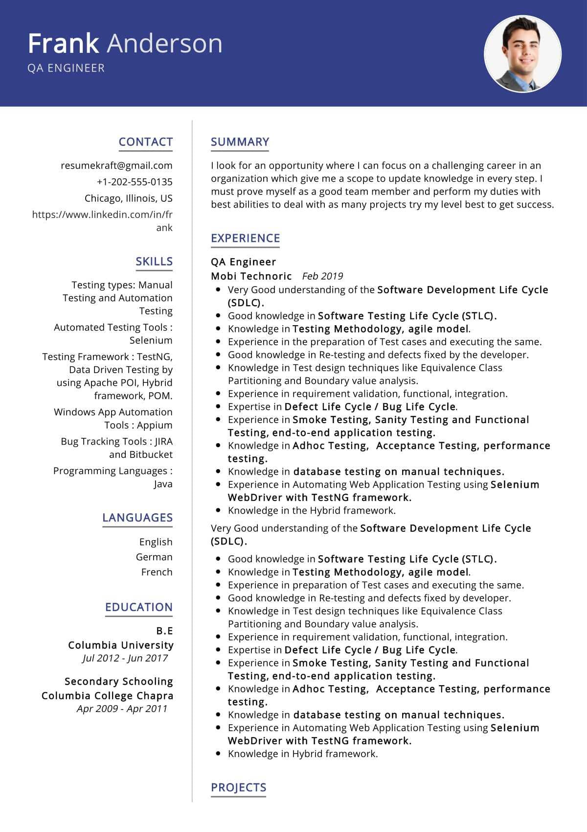 4 Years Experience Qa Resume Sample Qa Engineer Resume Sample 2022 Writing Tips – Resumekraft