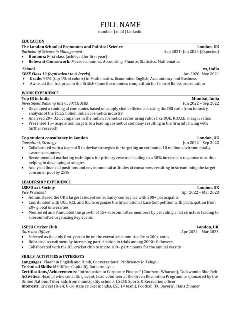 Accounting Resume Samples 2023 In India Resume Feedback for London 2023 Summer Analyst, Appreciate the …
