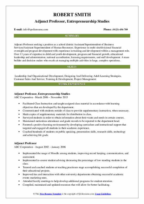Adjunct Professor Resume Samples with No Experience Cover Letter for Adjunct Professor Position No Teaching