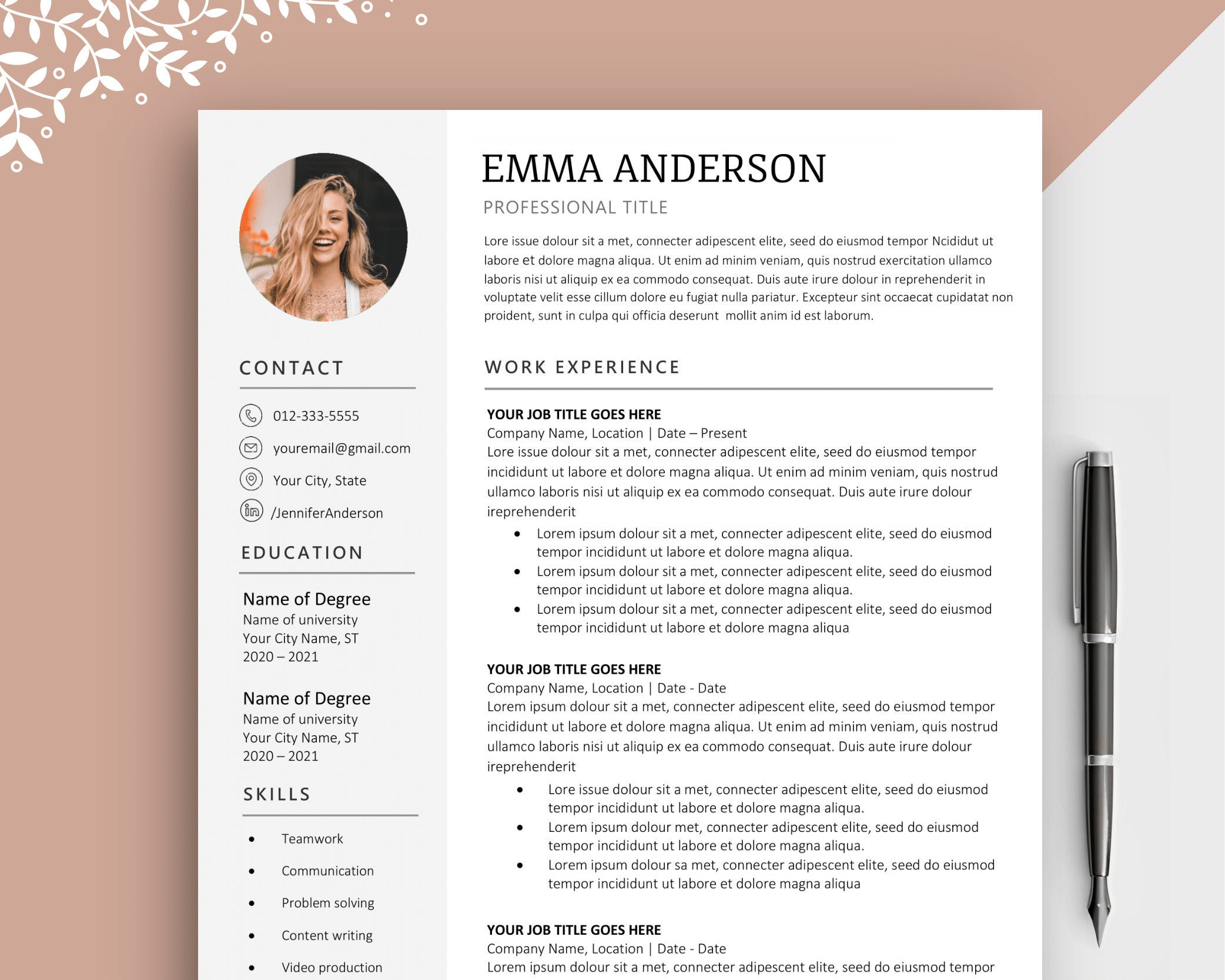 Anderson School Of Management Resume Cover Letter Sample Resume Template – Etsy.de