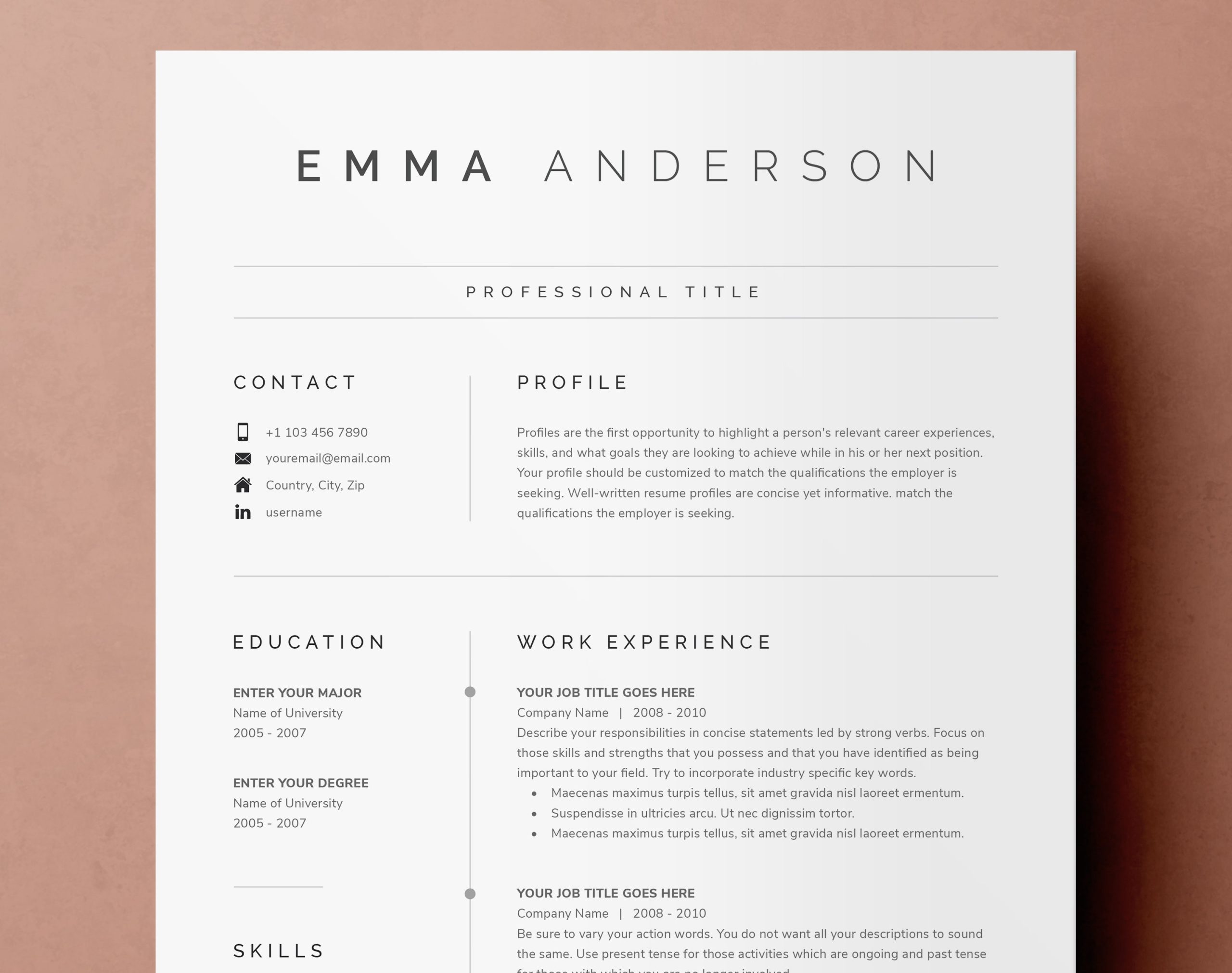 Bath and Body Works Resume Sample Clean Modern Resume Template 4 Page Cv Template Cover – Etsy Finland