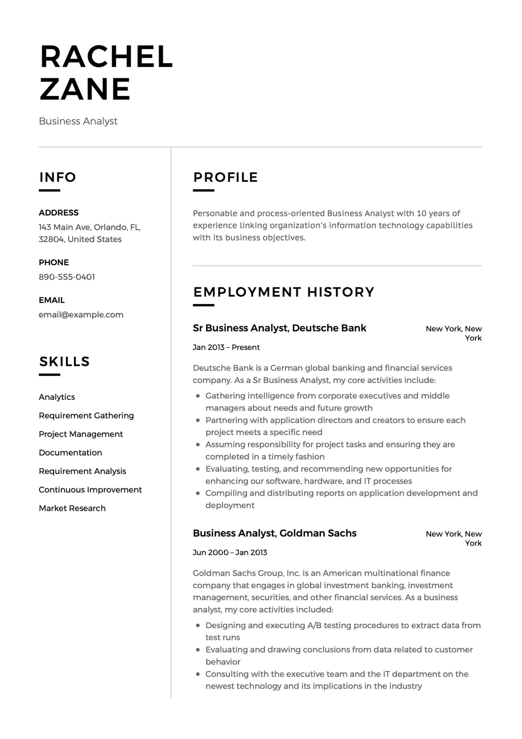 Business Analyst Sample Resume In Hospitality Industry Business Analyst Resume Examples & Writing Guide 2022
