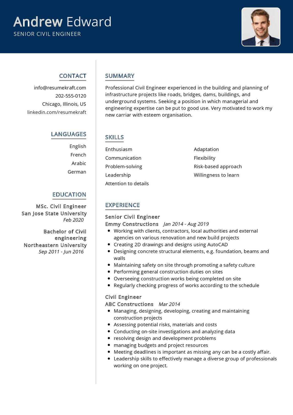 Civil Site Engineer Experience Resume Sample Senior Civil Engineer Resume Sample 2021 Writing Guide – Resumekraft