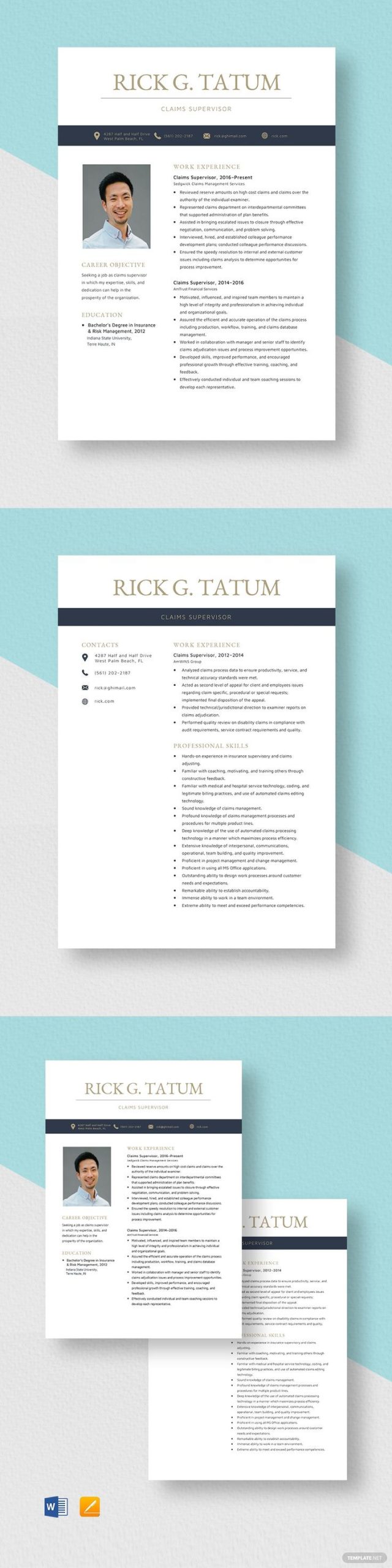 Claims Supervisor Resume Sample Objective for Resume Claims Supervisor Resume Template – Word, Apple Pages Template … Claims Supervisor Resume Sample Objective for Resume Claims Supervisor Resume Template – Word, Apple Pages Template …