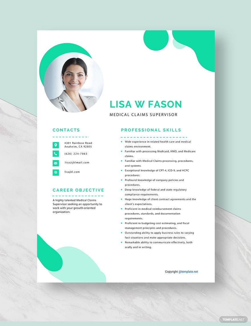 Claims Supervisor Resume Sample Objective for Resume Medical Claims Supervisor Resume Template – Word, Apple Pages … Claims Supervisor Resume Sample Objective for Resume Medical Claims Supervisor Resume Template – Word, Apple Pages …